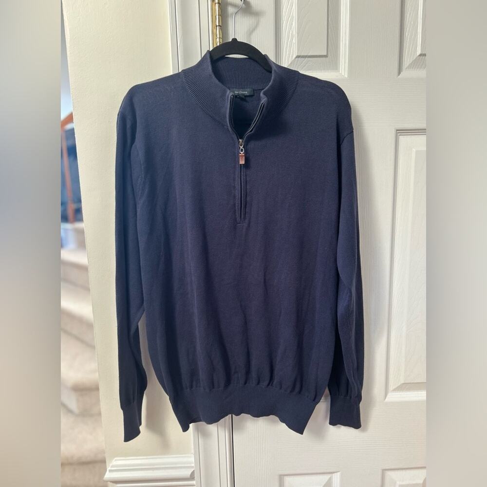 Turtleson Navy Pima Cotton Quarter Zip Sweater